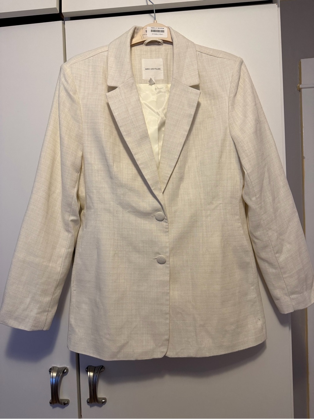 Avec Les Filles Cream Single-Breasted Women's Blazer